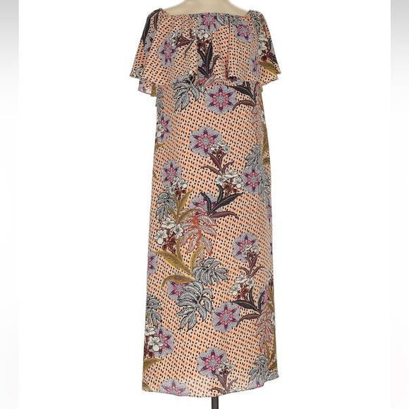 Zara Floral Off The Shoulders Midi Dress Bloggers Favorite Women’s Size Small S - Picture 4 of 8